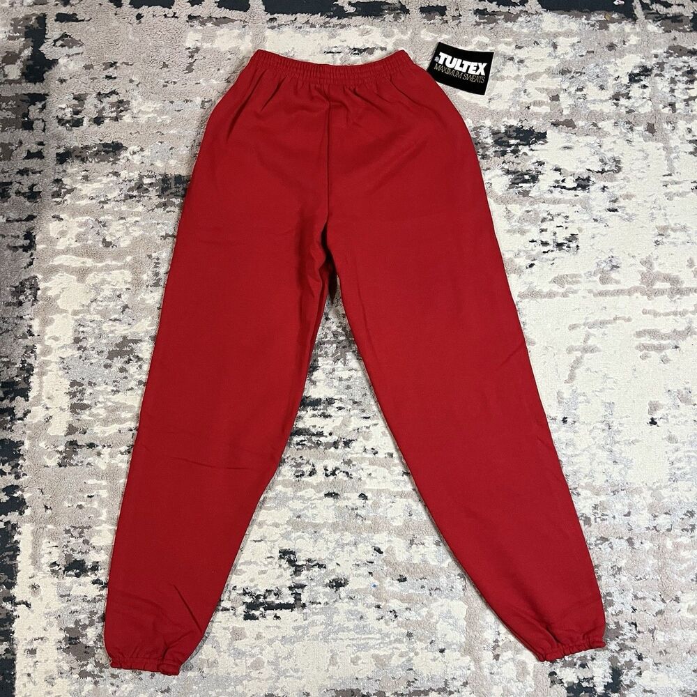 Vintage 90's Tultex Men's Red Ankle Sweatpants Jogger Size M Deadstock NWT